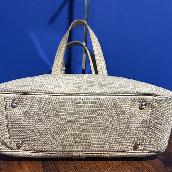 Yves Saint Laurent Beige Lizard Embossed Leather Obi Satchel Bag - Picture 5 of 15